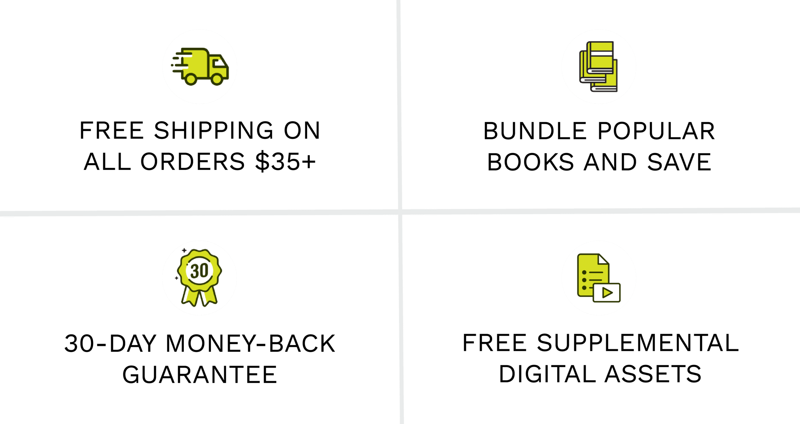 When you shop on QuickStartGuides.com enjoy free domestic shipping on all orders $35+, save when you bundle popular books, and get free supplemental digital assets with every book you purchase. Here's the best part - your order is protected by our no questions asked 30-day money-back guarantee!